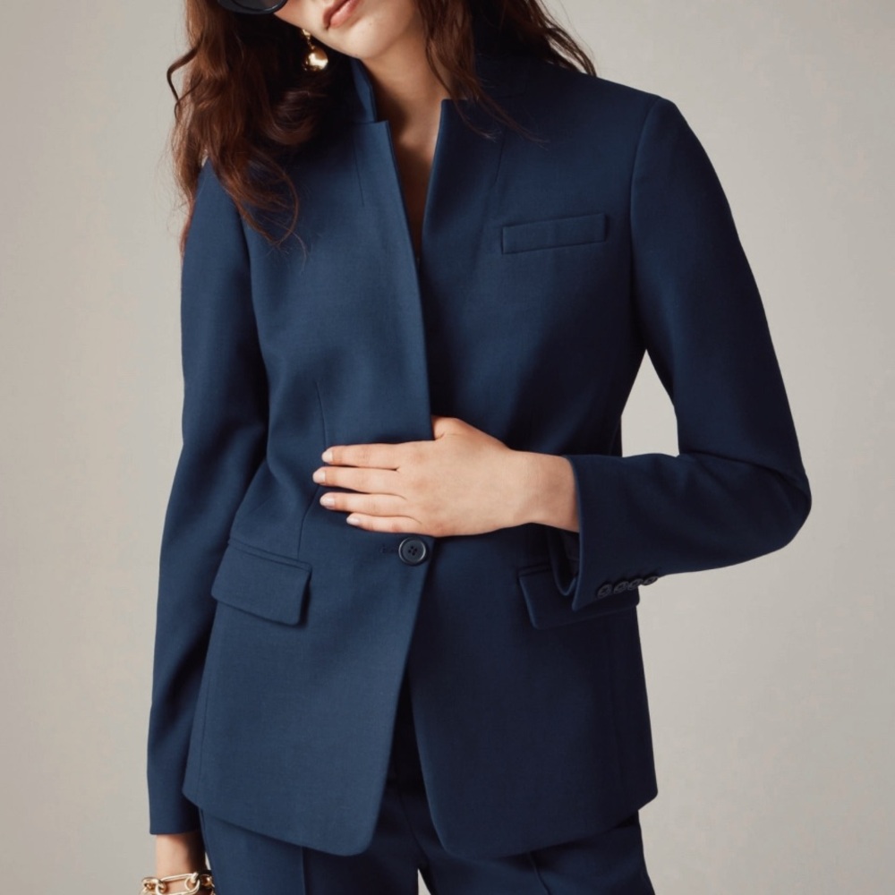 🤍 J Crew Wool Tailored Blazer Professional Fit navy